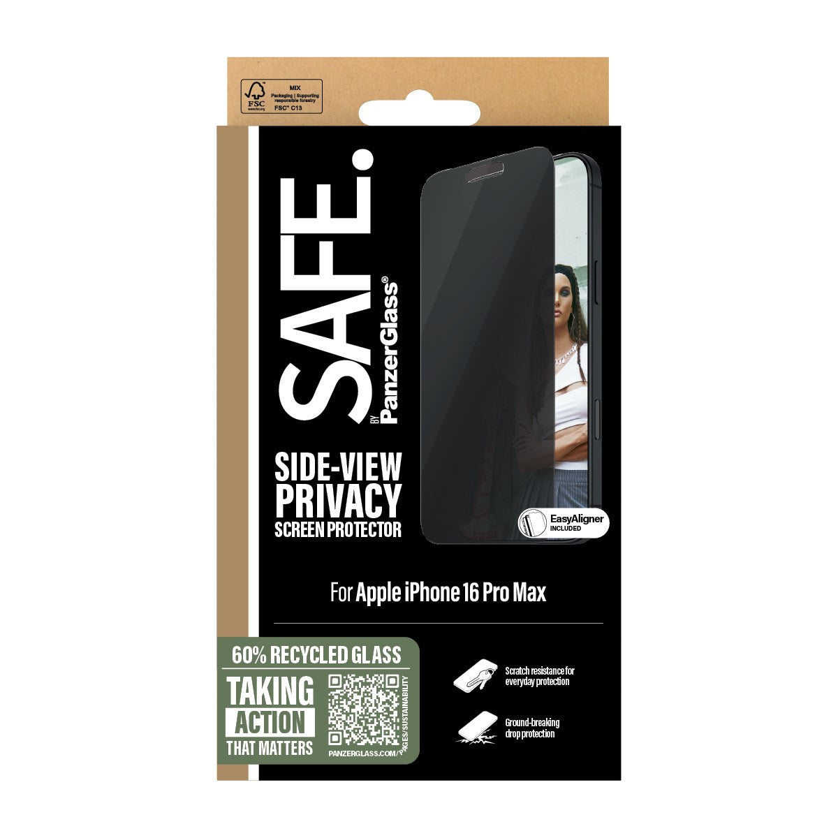SAFE. by PanzerGlass® Privacy Screen Protector iPhone 16 Pro Max | Ultra-Wide Fit